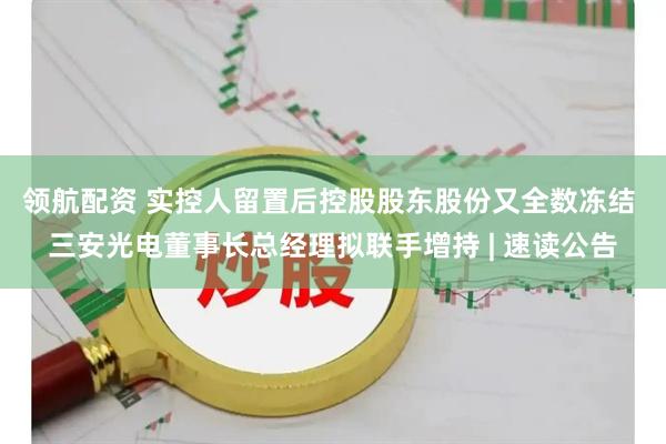 领航配资 实控人留置后控股股东股份又全数冻结 三安光电董事长总经理拟联手增持 | 速读公告