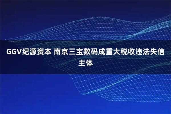 GGV纪源资本 南京三宝数码成重大税收违法失信主体